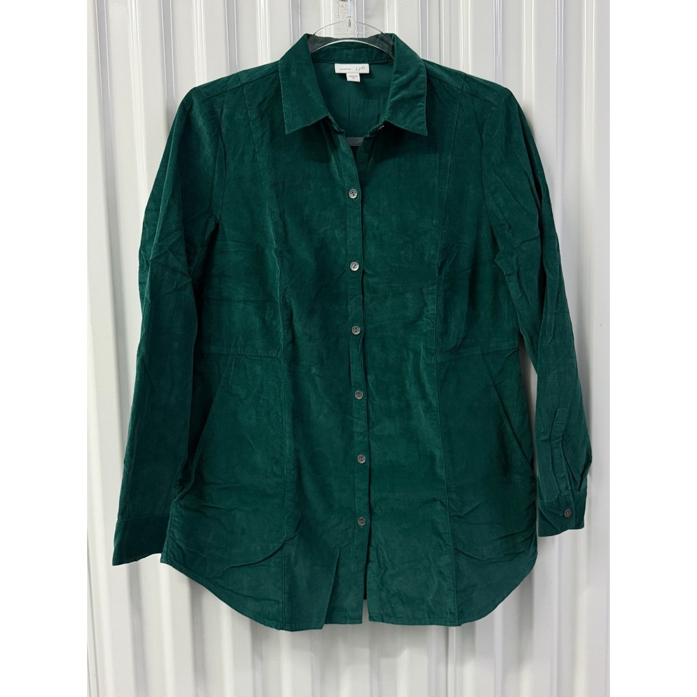 J. Jill Corduroy Tunic Women XS Green Excellent Cotton Button Front Pocket Shirt